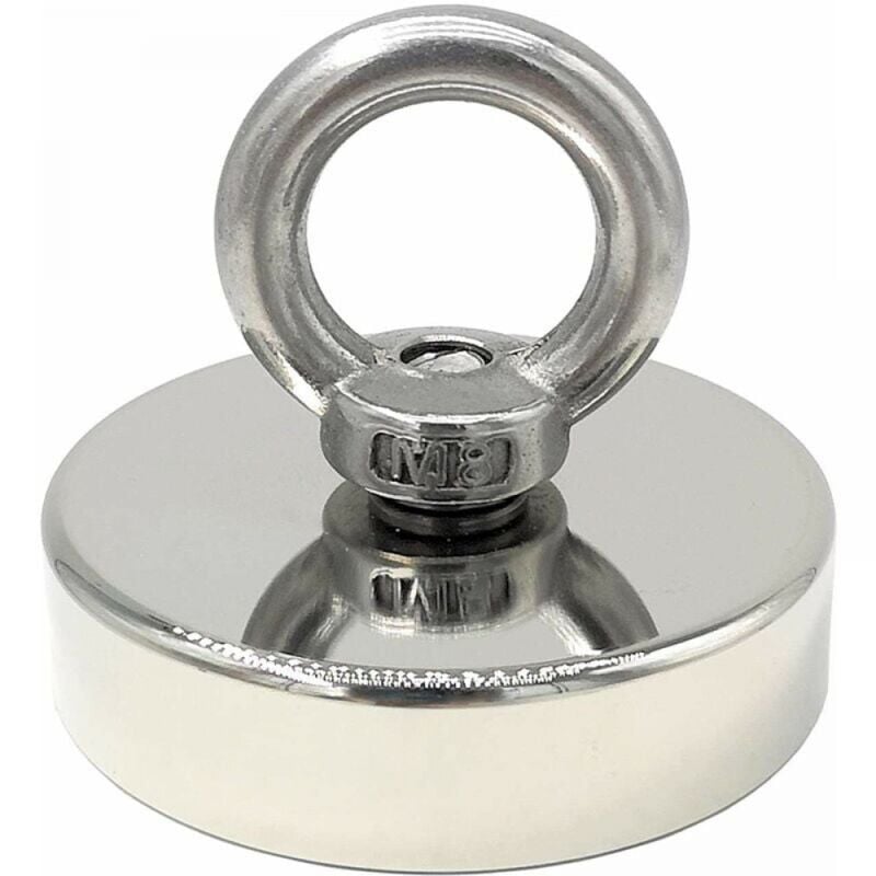 Lntyq - aimant néodyme 140 kg force diamètre 60 mm, aimants avec anneaux de levage puissant pour l'industrie et la science, pêche magnétique