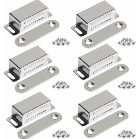 Lntyq Aimants de Porte pour Meubles, Aimants Magnétiques en Acier Inoxydable Puissants de 10 kg pour Placard de Porte (Lot de 6, avec vis en acier inoxydable)