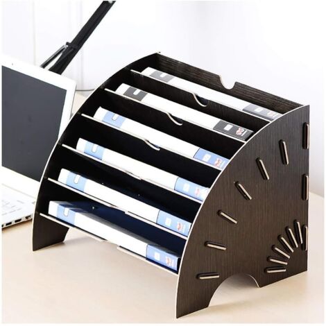 Lntyq Aktensortierer aus Holz, Aktenschrank, Büroaufbewahrung für A4-Papier, Zeitschriften und Dokumente, Akten-Organizer (35,5 x 27 x 27 cm, Schwarz)