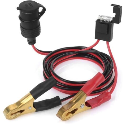 Lntyq Allume Cigare Câble Alimentation Rallonge Pince Crocodile 2m 12V 14awg 25A Adaptateu pour Téléphone Mobile, Aspiration,GPS