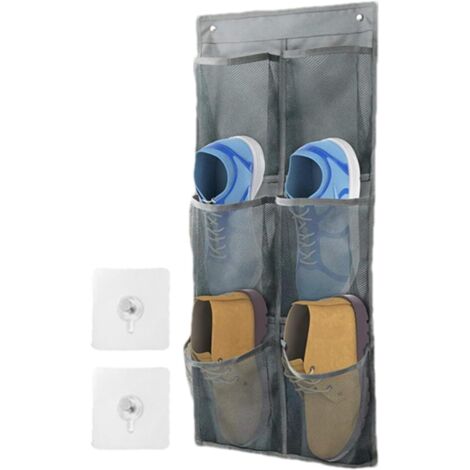 Lntyq An der Wand montiertes Schuhregal mit selbstklebenden Aufhängern, Schuhhalter-Aufbewahrungsregal, Türschuhaufhänger