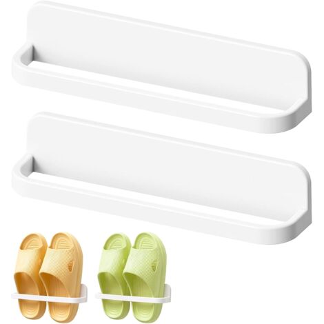 Lntyq An der Wand montiertes Schuhregal, Schuhaufbewahrungsregal aus Kunststoff, kein Bohren erforderlich, platzsparendes Schuhregal, leichtes Hängeregal für Badezimmereingang, Flur und Schrank, 2 Stü