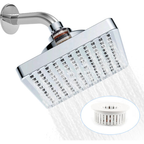 Lntyq Anti-Kalk-Regenduschkopf, 15 cm Hochdruckduschkopf, fester Duschkopf, quadratischer Duschkopf Universal