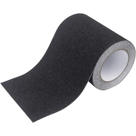 Lntyq Anti-Rutsch-Klebeband, Anti-Rutsch-Klebeband mit hoher Traktion, stark scheuerndes Sicherheitsklebeband für Treppen, Stufen, Geländer, Außen- und Innenbereich, 15 cm x 5 m, Schwarz