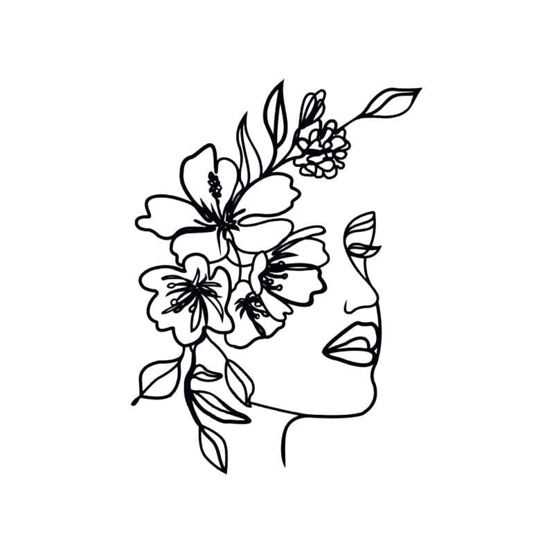 Art mural abstrait en métal pour femme - Silhouette minimaliste - Peinture décorative en fer forgé - Décoration murale Noir - Lntyq