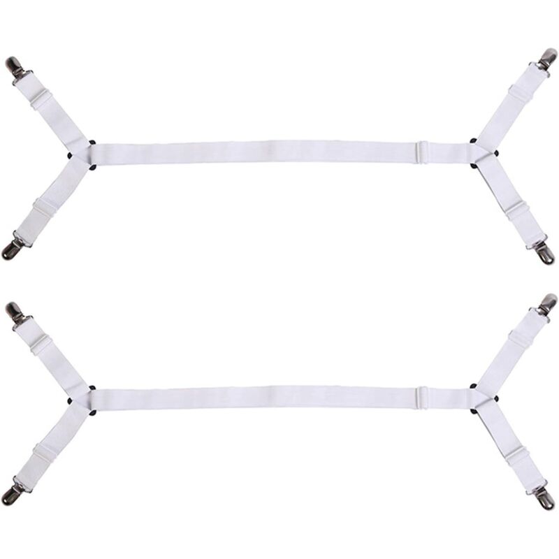Attache Drap Housse Réglable Sangles de Support de Drap de Lit Tendeurs de Draps Élastiques avec Clips en Métal pour Draps, Matelas, Planche à
