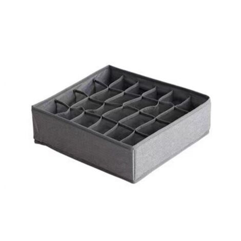 Lntyq Aufbewahrungsboxen für Socken und Unterwäsche, Schubladen-Organizer mit 24 Fächern, faltbar, zur Aufbewahrung von Schals, Krawatten, Gürteln und anderen Accessoires (grau)
