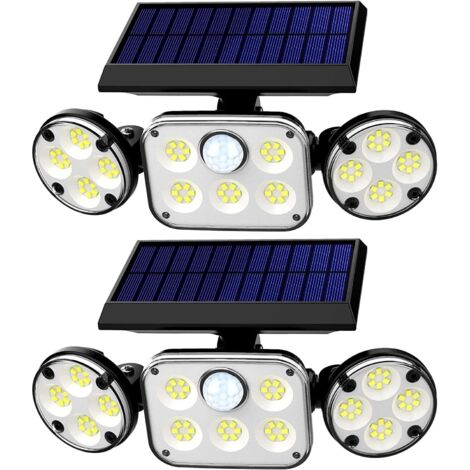 Lntyq Außen-Solarleuchten, 3-flammig, 78 LEDs, Außenprojektoren, um 270° verstellbare Sicherheits-Solarleuchte mit Bewegungserfassung für den Patio Yard (2 Stück)
