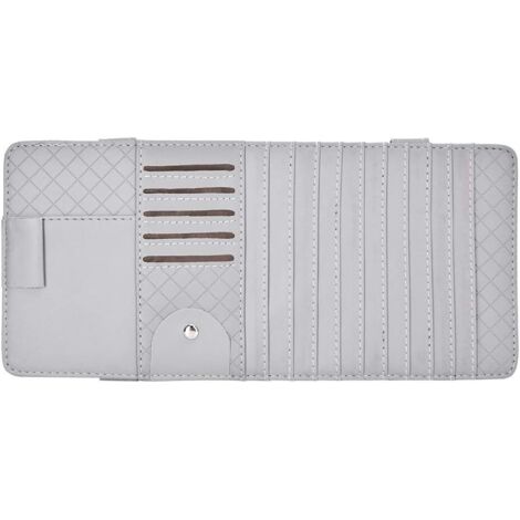Lntyq Auto-Sonnenblenden-Hüllenhalter, PU-Leder-Auto-Sonnenblenden-Organizer, CD-/Brillen-/Führerscheinhalter, Auto-CD-Hüllenhalter (grau), 34,4 x 16 cm