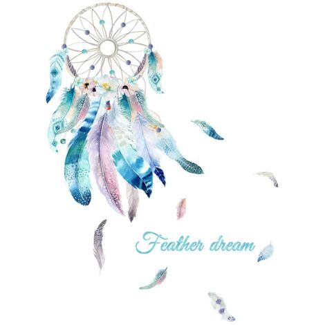 Lntyq Autocollant Mural Dream Catcher, Sticker Plume Attrape Rêves, Sticker Muraux Attrape Reve, Amovible DIY De l'art Mural pour Filles Chambre, Garderie, Le Salon, Domicile Décoration