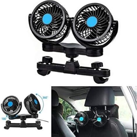 Lntyq Autolüfter, Auto-Elektrolüfter 12 V DC 360º Rotationsdesign und 2 Geschwindigkeitsstufen ändern Sommerluftkühlung für Rücksitzpassagiere/Haustiere