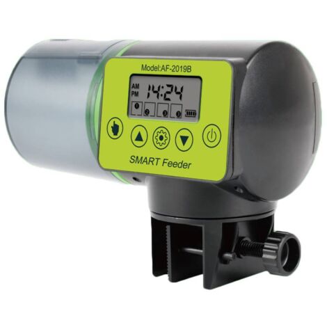 Lntyq Automatischer Fischfutterspender für Aquarien – 200 ml, verstellbarer multifunktionaler Futterspender für Fische und Guppys, Futterzubehör mit LCD-Bildschirm