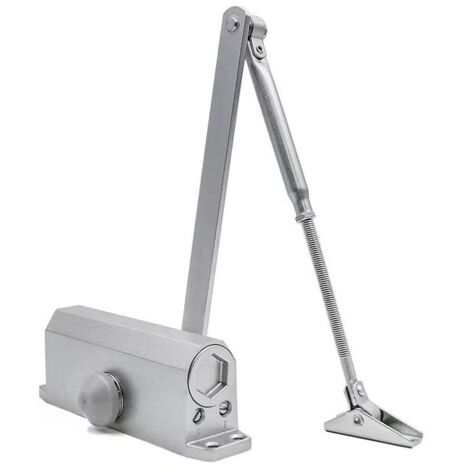Lntyq Automatischer hydraulischer Türschließer mit Stoppvorrichtung, einstellbarer Federtürschließer, Puffer geschlossen, gewerbliche und private Nutzung, 25-65 kg Tür, Silber