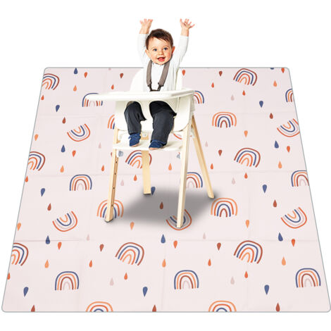 Lntyq Baby-Esszimmerstuhlmatte, waschbare Bodenschutzmatte, wasserdichte Baby-Spritz-Bodenmatte für Unterbodenschutz (110 x 110 cm)