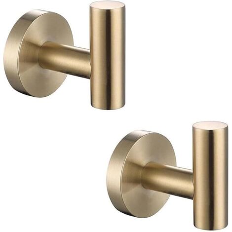 Lntyq Badetuchhaken, SUS 304 Edelstahl-Bademantelhaken, Bademantel- und Schwammhaken für Badezimmer (2 Gold)