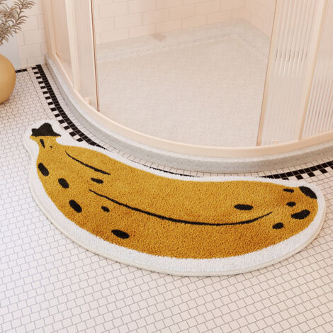 Lntyq Badezimmer-Halbbogen-Bananenmatte außerhalb des Duschraums, wasserabsorbierende Matte, schnelltrocknende, rutschfeste Toilettenmatte