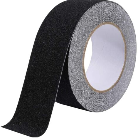 Lntyq Bande Antidérapante Adhésive pour Escaliers, Friction, Abrasif pour Les Sécurité, Escabeau, Intérieur, Extérieur, Haute Traction, 5cm x 10m, Noir