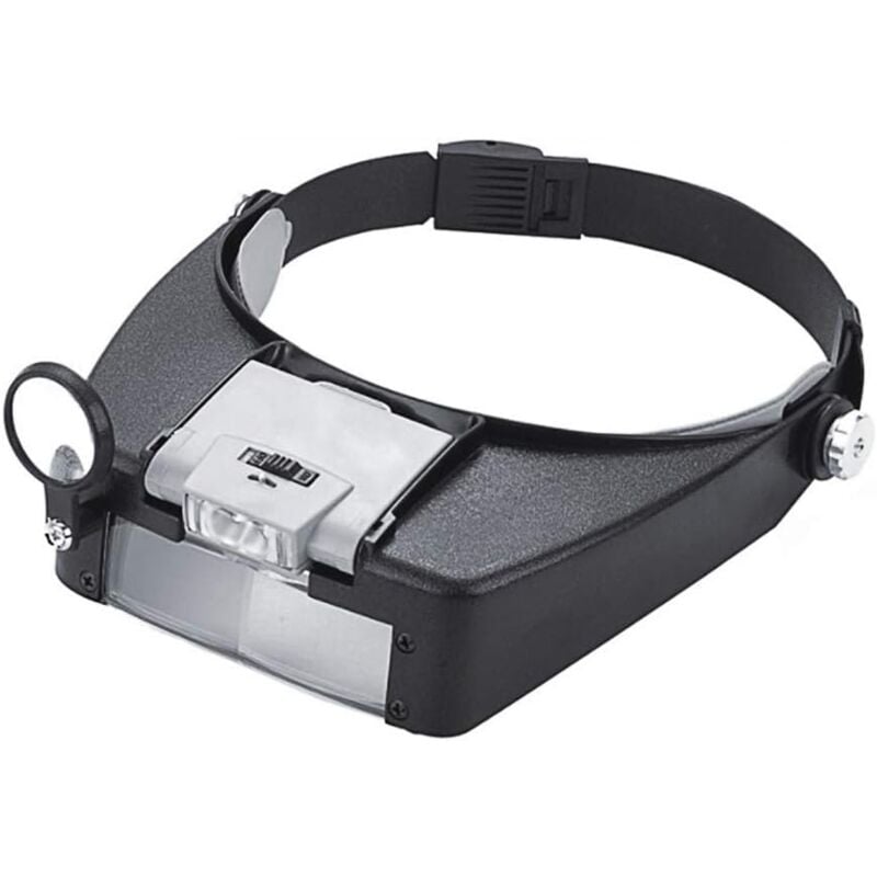 Lntyq Bandeau Loupe Horloger Mains Libres Loupe avec Lumière Casque Loupe Grossissante avec LED Lumière, pour Horloger, Bijoutier, Lecture