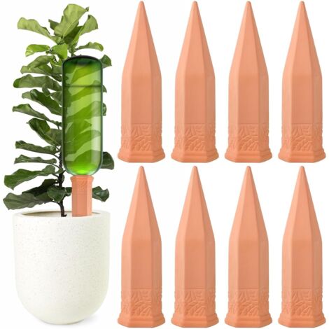 Lntyq Bewässerungskegel aus Ton, 8er-Pack automatisches Bewässerungssystem, Tropfbewässerungsset für Topfpflanzen, Pflanzenbewässerung für Garten, Zimmerpflanze, Blumen