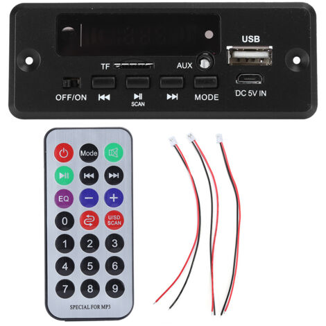 Lntyq Bluetooth-MP3-Decoderplatine, Digitalanzeige, Verstärker, 2x3-W-Playermodul, schwarze Netzteile