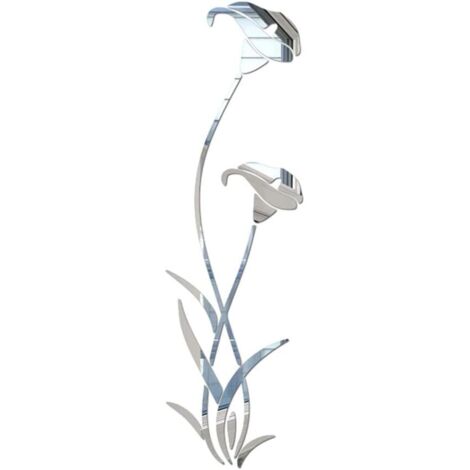 Lntyq Blumenförmige Spiegel-Wandaufkleber – 100 x 29 cm – Abnehmbar – Acryl – Heimdekoration