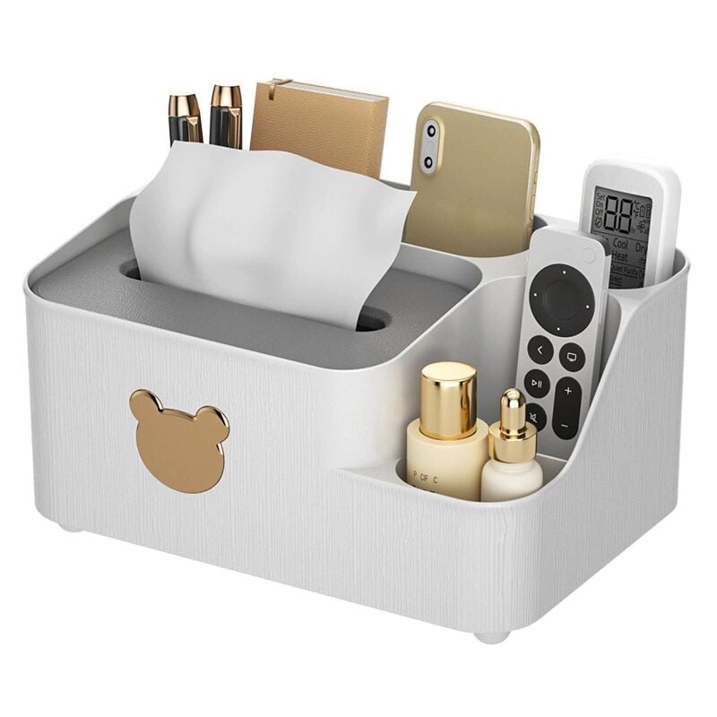 Lntyq - Boite a Mouchoir, Boite Mouchoirs Decorative, Porte Telecommande tv, Boîte à Mouchoirs à Cinq Compartiments, Gestionnaire De Boîte à