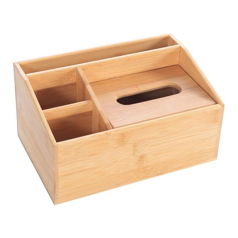 Boîte à Mouchoirs Rectangulaire en Bois, Récipient à Papier Rectangulaire avec 3 Emplacements pour Le Rangement de Bureau Grande Boîte à Mouchoirs