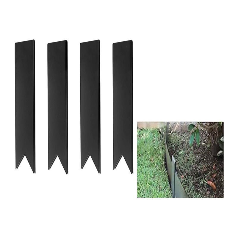 Lntyq - Bordure en métal - 4 pièces piquets de bordure de paysage de barrière de jardin solide Bordure en métal pour l'aménagement paysager, Clips de
