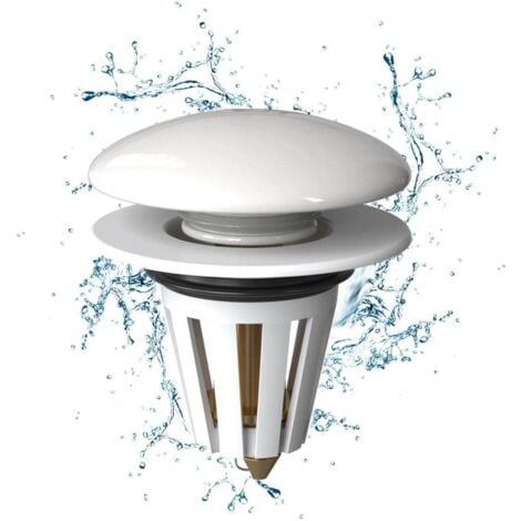 Lntyq Bouchon Lavabo 1 Pièce, Blanc Céramique Bonde de Lavabo Pop Up Universel Bouchon Lavabo Universel Bond Flitre de Vidange Anti Bloqué,Convient pour Salle de Bain et WC Bouchon