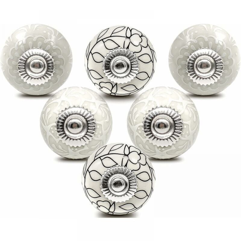 Lntyq Bouton de Meuble Porcelaine Poignee Commode Ceramique Boutons de Porte Vintage pour Placard Tiroir (6 Pièces)