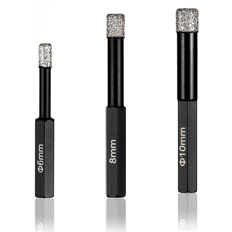 Lntyq Brocas de diamante para pizarra (3 unidades, 6 mm, 8 mm y 10 mm) para mármol, herramienta para baldosas de cerámica
