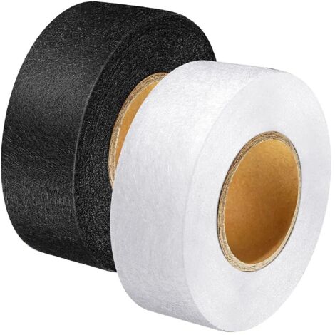 Lntyq Bügelbänder zum Aufbügeln, 64 Meter, Breite 20 mm, zum Aufbügeln von Hosensäumen, zum Aufbügeln von Stoffen (Schwarz Weiß)