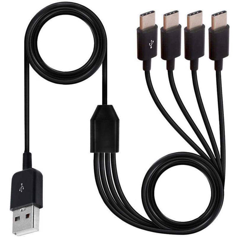 Câble répartiteur usb c Multi 4 en 1, usb 2.0 a mâle vers 4 prises mâles de type c, adaptateur de câble de charge de synchronisation 1 à 4 compatible