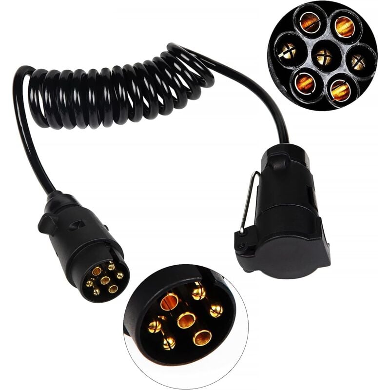 Lntyq - Câbles d'extension pour remorques 7-7Pin 2M Câblage Prise Caravane Rallonge spirale câble pour véhicules