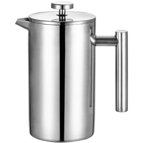 Lntyq Cafetière à Piston en Acier Inoxydable 1L, Presse française avec Triple Filtres, French Press avec Fonction de Maintien au Chaud et Piston en Acier