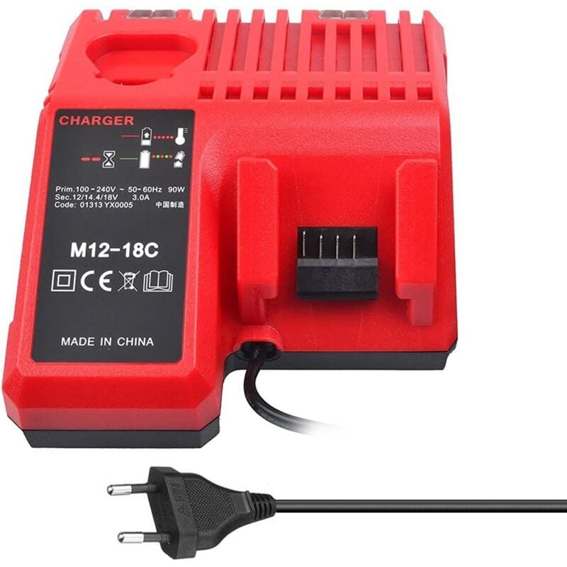 Chargeur de Batterie Li-ION M12-18C pour Milwaukee 12 v 14.4V 18V C1418C 48-11-1815/1828/1840 Batterie de Lithium M18 M14 M12 - Lntyq