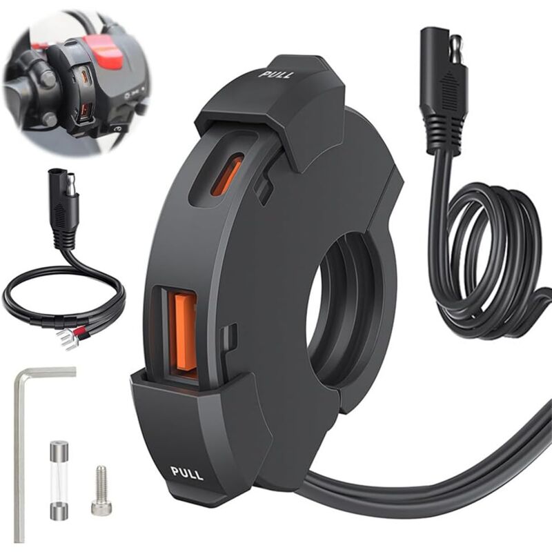 Lntyq - Chargeur usb Moto,Prise usb Moto,Prise Allume Cigare Moto,QC3.0 usb & pd Type-C,USB 12v Moto avec Interrupteur et Voltmètre led, pour 12v-24v