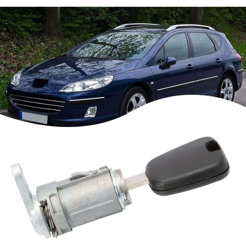 Lntyq Cilindro de cerradura de puerta compatible con Peugeot 307 y 407, cilindro de cerradura de puerta delantera izquierda 9170R4 y 9170R5