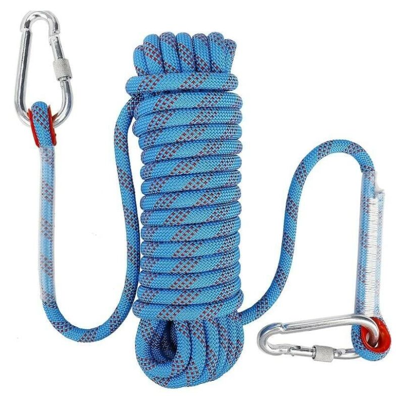 Lntyq - Corde d'escalade avec Mousqueton de Sécurité Statique 10mm Corde d'alpinisme Polyester Sauvetage pour Randonnée Alpinisme Montagne 10M