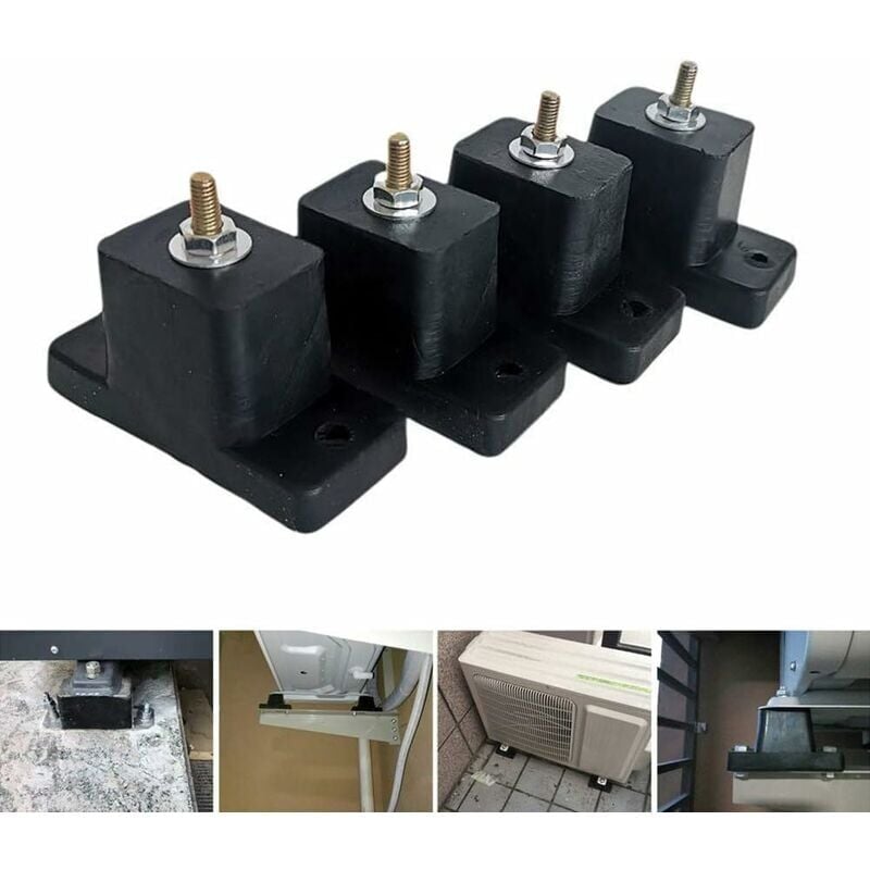 Coussin de Choc pour climatisation, Support Anti-dérapant en Caoutchouc pour climatiseur,Pied Antichoc pour climatiseur extérieur(4 pièces/Ensemble)