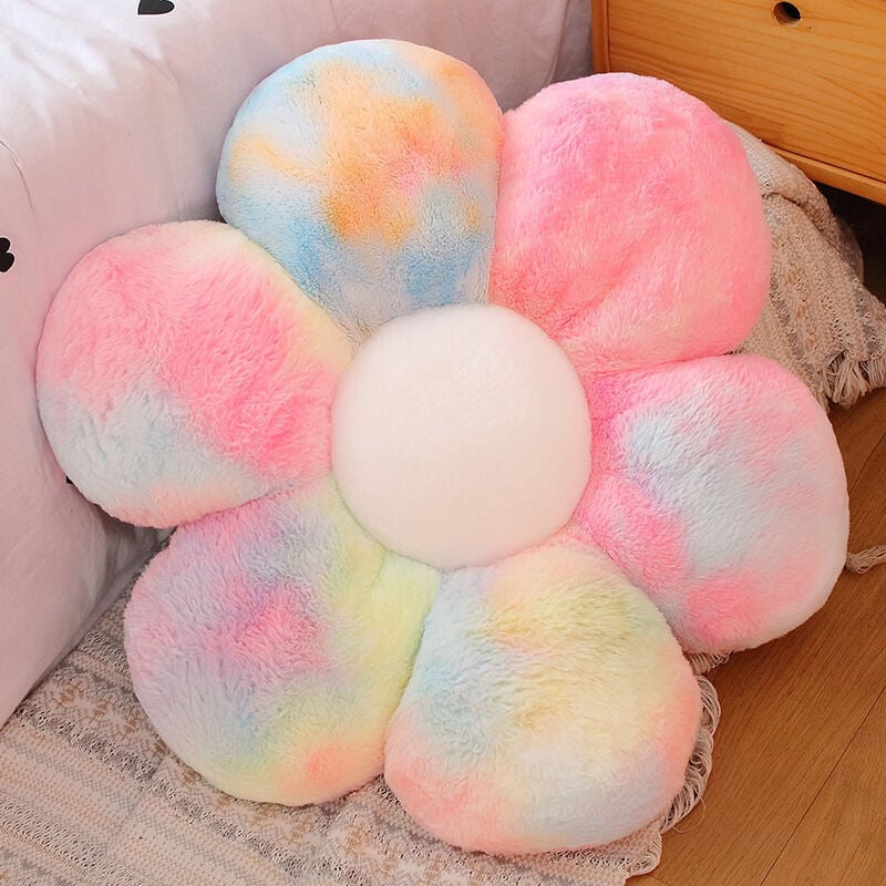 Lntyq - Coussin de sol en forme de fleur, décoration de chambre mignonne pour filles, coussin en peluche, coussin de confort décontracté, coussin de