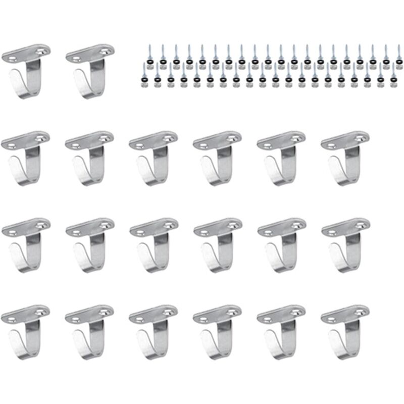 Crochet Bache 20 Pièces, Crochet Filet Remorque avec Capuchons et Vis Décoratifs, Multifonction Crochet a Visser, Crochets de Fixation pour Filet