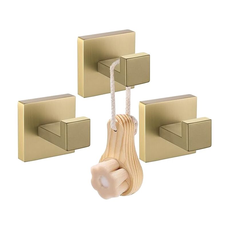 Crochet de quincaillerie de salle de bain Patère en or brossé Porte-serviettes carré robuste Salle de bain Cuisine Garage Crochet mural cier