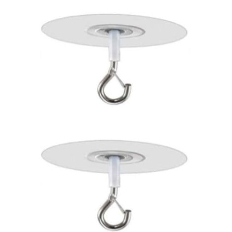 Lntyq Crochets de plafond adhésifs sans perçage pour plantes, crochets à œillet adhésifs pour suspendre des mangeoires à oiseaux, crochets de décoration intérieure et extérieure (2)