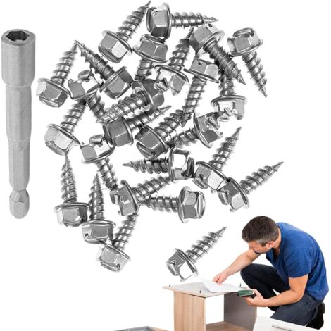 Lntyq Dachrinnenschrauben, kurze Fallrohrschrauben, 100-teilige Blechschraubenbefestigung - rostfreies Dachrinnenschutzzubehör für die Aluminium-Grabenentwässerung