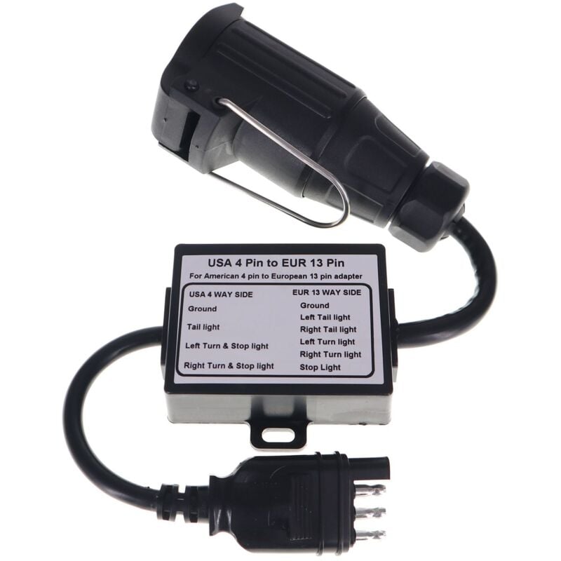 Lntyq - de Remorque en Plastique Prise Plate us 4 Broches vers Convertisseur D'adaptateur de Câblage de Circuit D'éclairage de Remorque Portable 13