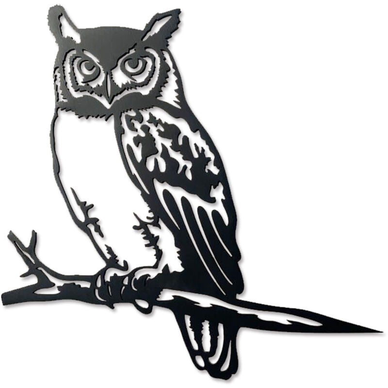 Décoration Murale en Métal en Forme de Hibou, Sculpture en Silhouette D'Oiseau Sur une Branche Décor Feuilles avec Oiseaux Ornement en Métal Panneau