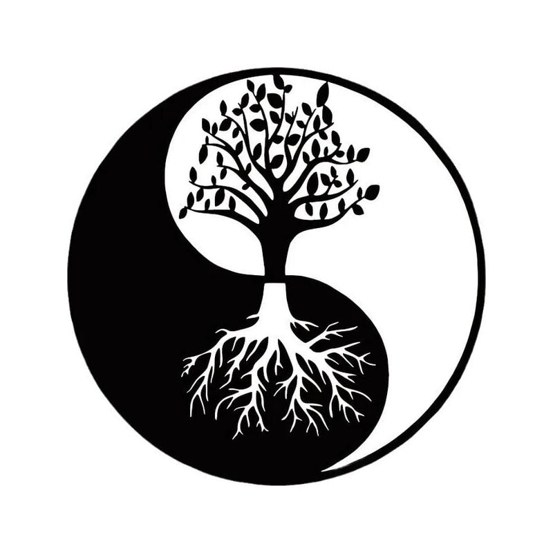Décoration Murale Métal - Arbre de Vie - Yin Yang Décoration Murale Métal 3030 cm noir - Lntyq