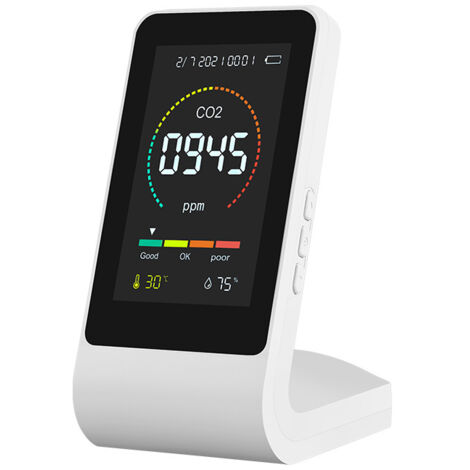 Lntyq Détecteur De Co2 Dioxyde De Carbone, Détecteur De Qualité De L'air Détecteur d'air, Moniteur De Qualité De L'air, Moniteur De CO2 Domestique avec Capteur De Température Et D'humidité,1436890mm