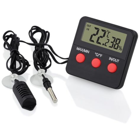 Lntyq Digitales Reptilien-Hygrometer-Thermometer, Distanz zur Messung von Luftfeuchtigkeit und Temperatur - Auch für Schlangen- oder Echsenbecken geeignet - Zubehör